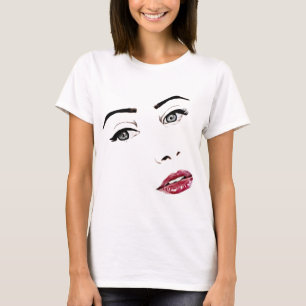 dammsugare med rött läppar från ansikte grått t shirt