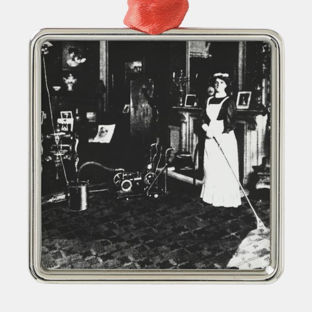 Dammsugare på arbete julgransprydnad metall (Framsidan)