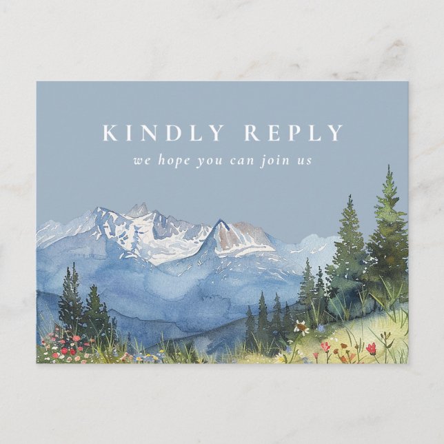 Dammsvart Berg Sångförfrågan RSVP Postkort Inbjudan Vykort (Framsida)
