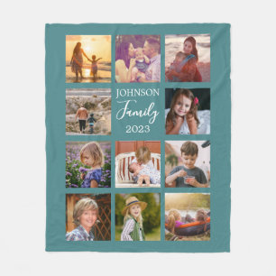 Dammsvart Teal Familjefoto Kollagefilt Fleecefilt