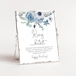 Dammt blå blommig ringjakt bröllopsdusch spel poster