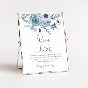 Dammt blå blommig ringjakt bröllopsdusch spel poster