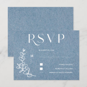 Dammt blå bröllops-RSVP Vykort