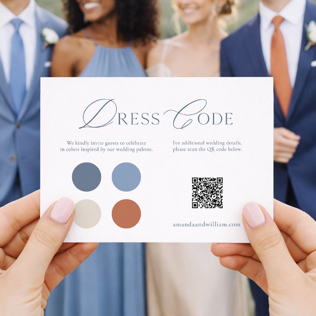 Dammt blå bröllopsklädkodskort med QR-kod Inbjudningar (Skapare uppladdad)