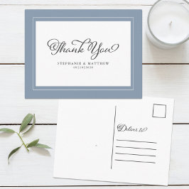 Dammt Blå Eleganta Bröllop Tacksamhet Vykort