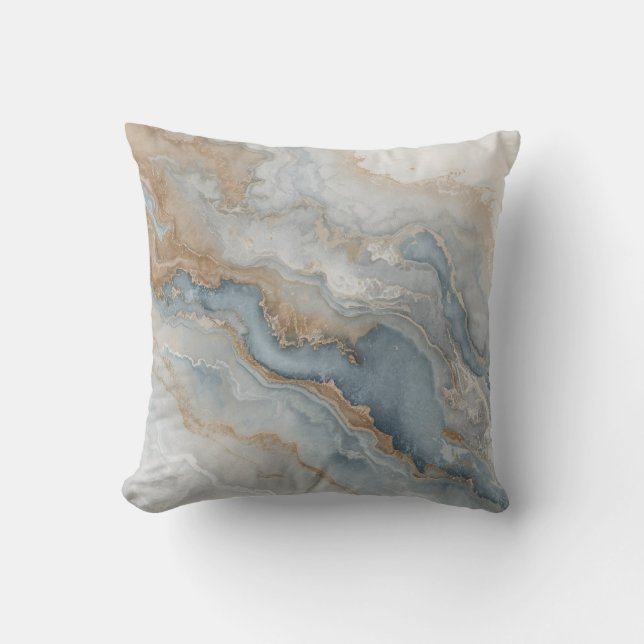 Dammt blå grå Tan Beige Abstrakt 40cm Kudde (Framsida)