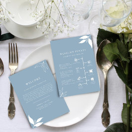 Dammt blå I Blad I Välkomstbrev Tidslinjekort Meny