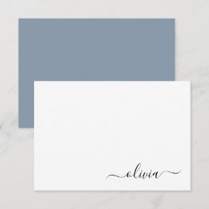 Dammt blå minimalistisk modernt monogram elegant tack kort
