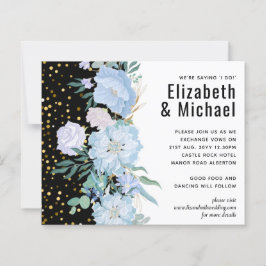 Dammt blå rosafärgad blommig bröllopsbudget