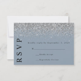 Dammt blå & Silver glitter RSVP-kort för bröllop OSA Kort
