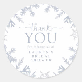 Dammt blå snöflinga bröllopsdusch tackar er runt klistermärke