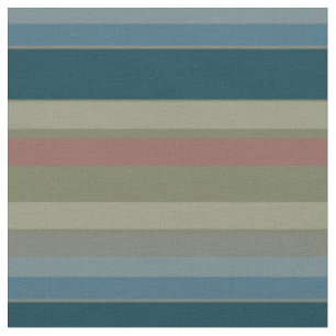 Dammt blå, Teal, Beige, Korall, Olivränder Tyg
