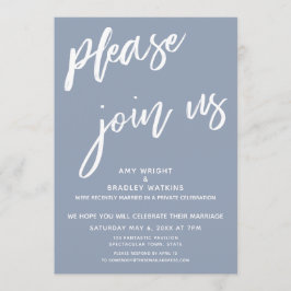 Dammt blå Vänligen gå med oss efter bröllopsfesten Inbjudningar