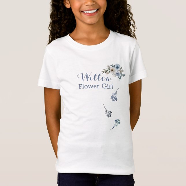 Dammt blå vit blommig blommig flicka - Brudstam T Shirt (Framsida)