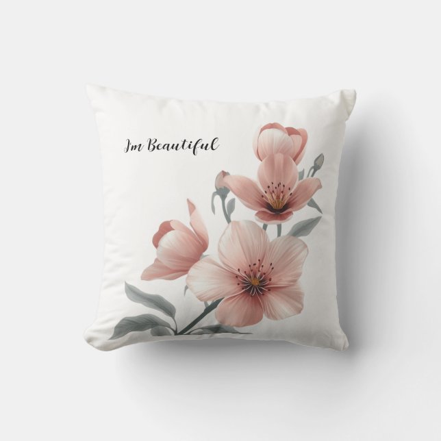  Dammt Rosa Blommande Blommig Kuddcover  Kudde (Framsida)