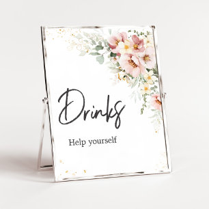 Dammt Rosa Blommig Grönska Barnkalas Drycker Poster