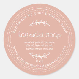 Dammt Rosa Hantverkad Lavendeltvål Runt Klistermärke