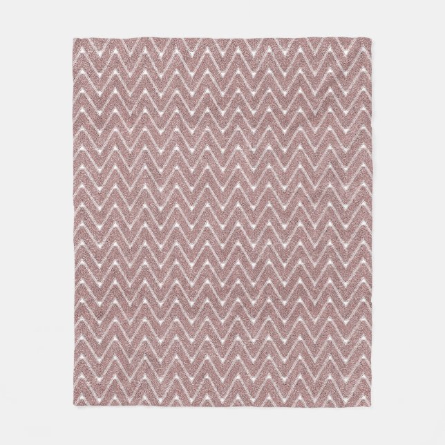 Dammt Rosa Liten Chevron Mönster Fleecefilt (Framsidan)