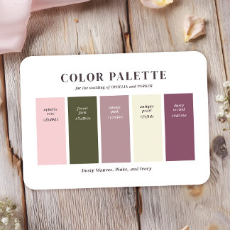 Dammt Rosa Mauve Elfenbensbröllop Färgpalettkort Tilläggskort