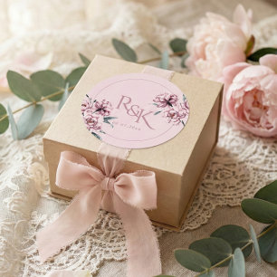 Dammt Rosa Mauve Peony Bröllop Present Rund Kliste Runt Klistermärke