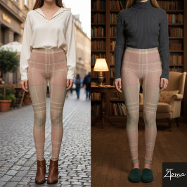 Dammt Rosa Pink Salvia Rutig Rutmönster Leggings