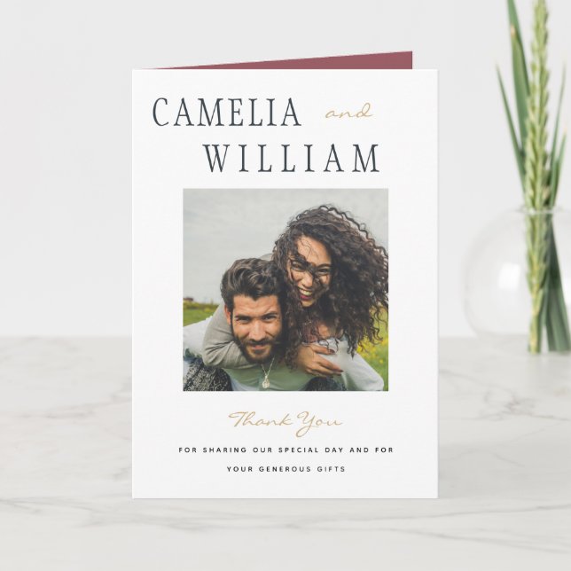 Dammt Rosa Rosa Guld Bröllops FOTO Tack (Framsida)