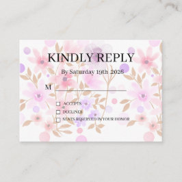 Dammt Rosa Silvergrå Blommig Rustik RSVP-kort Tilläggskort