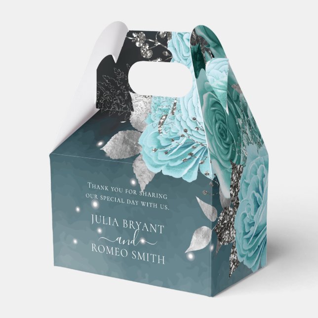 Dammtor Blå Blommig Personlig Bröllop Presentaskar (Framsidan Sidan)