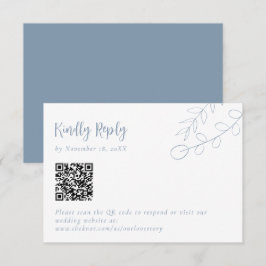 Dammtor Blue Bröllop Vänligen Svara Boho QR-kod OSA Kort