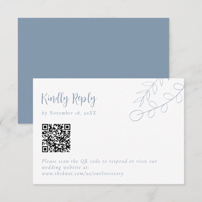 Dammtor Blue Bröllop Vänligen Svara Boho QR-kod OSA Kort (Fram/baksida)