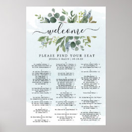 Dammtor Blue Eukalyptus Bröllopsplatsskylt Poster