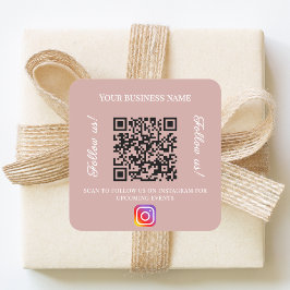 Dammtor rosa företagsnamn qr-kod instagram fyrkantigt klistermärke