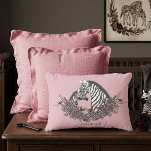 Dammtor rosa zebrafärgad handritad accent prydnadskudde