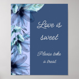 Dammtorblå blommig kärlek är söt bröllopsdusch  poster