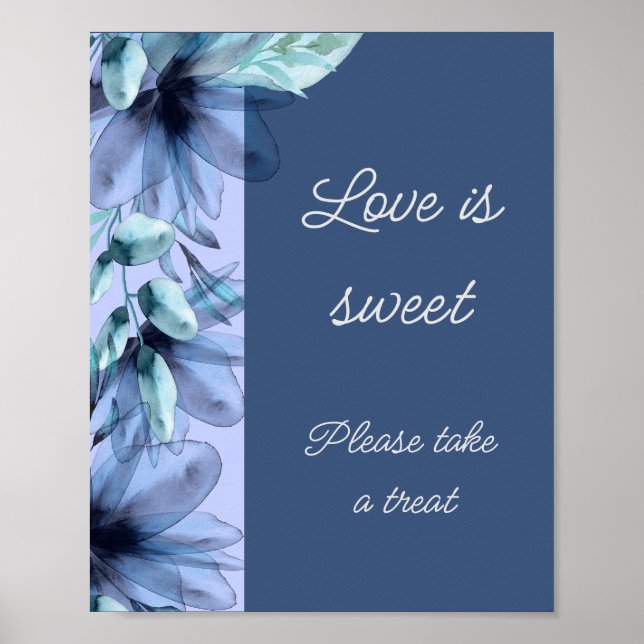 Dammtorblå blommig kärlek är söt bröllopsdusch  poster (Framsidan)