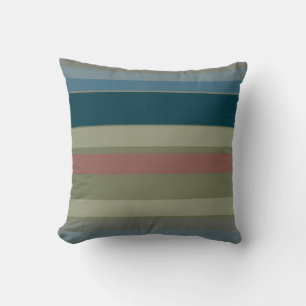 Dammtorblue, Teal, Beige, Korall, Olivränder Kudde