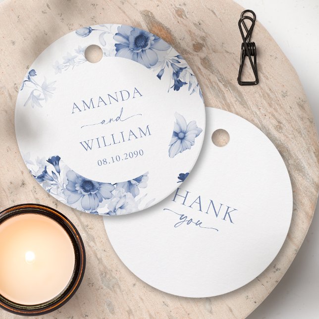 Dammtorpsblå Blommig "Tack" Gåvor Etiketter (Skapare uppladdad)