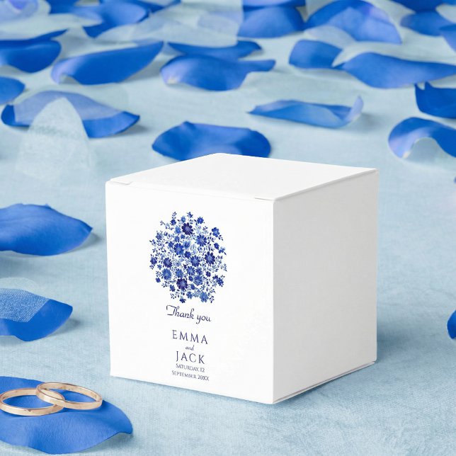 Dammtorpsblå blomsterbröllop tack presentaskar (Dusty Blue Floral Wedding thank you Favor Boxes)