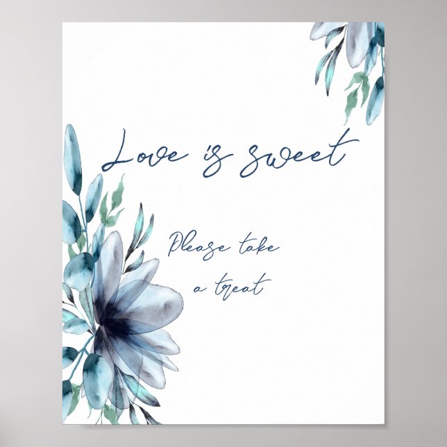 Dammtorpsblå blomsterkärlek är söt bröllopsdusch  poster (Framsidan)