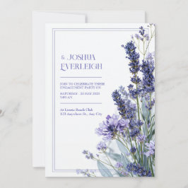 Dammtorrans Lavendel Teal Skiss Blommig Ram Bröllo Inbjudningar