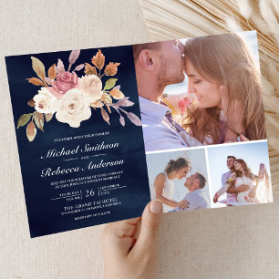 Dammtorrosa Elfenbensvitt Blommigt Foto QR-kod Mar Inbjudan