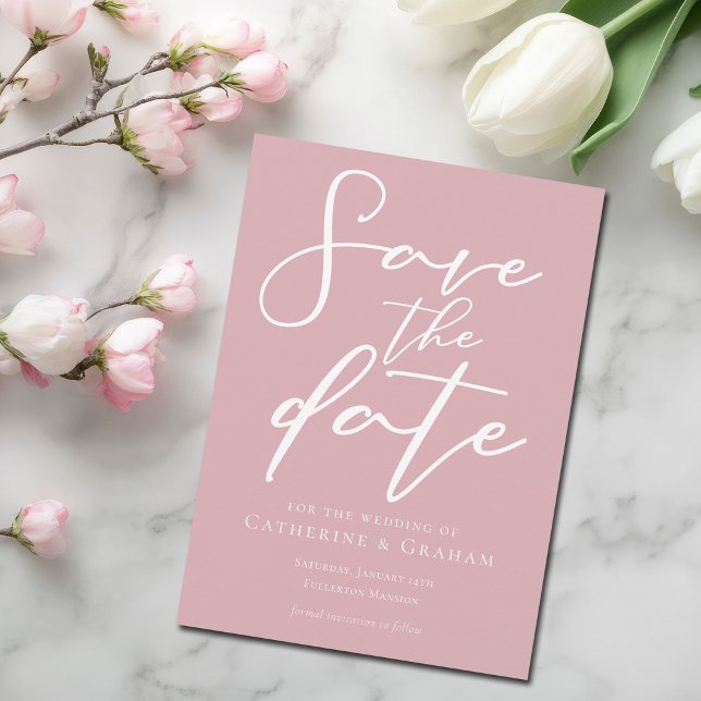Dammtorrosapink Vit Typografi Feminint Spara Datumet (Skapare uppladdad)