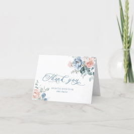 Dammtorrs blå blomster elegant brudtacka tack kort