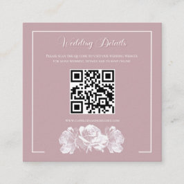 Dammtorrs Rosa Kalligrafi QR Info Bröllop Tilläggskort
