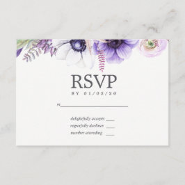 Dammtorrs Violet Bröllopsvattenfärg Blommig RSVP OSA Kort