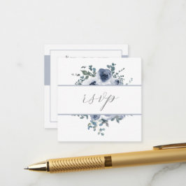 Dammtorrsblomster & Grå QR-kod RSVP-kort Tilläggskort