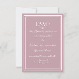 Dammtrosa bröllop Elegant vit skrift WS RSVP OSA Kort