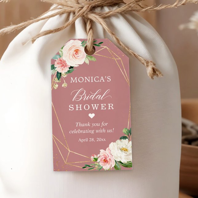 Dammtrosa bröllopsdusch tack för hjälpen presentetikett (Skapare uppladdad)