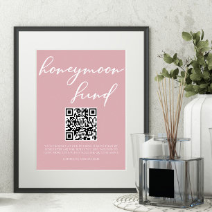 Dammtrosa bröllopshonmoonfond QR-kod Poster