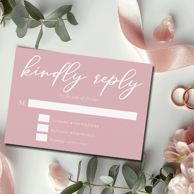Dammtrosa Feminina Typografi Bröllop OSA Kort (Skapare uppladdad)